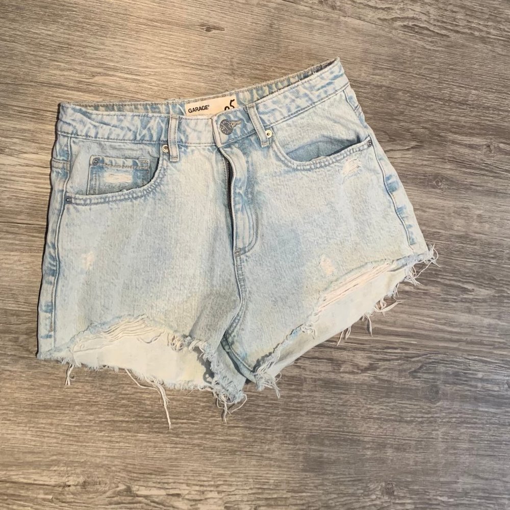 Garage Denim Shorts - Light Wash Size 05 High-Waist